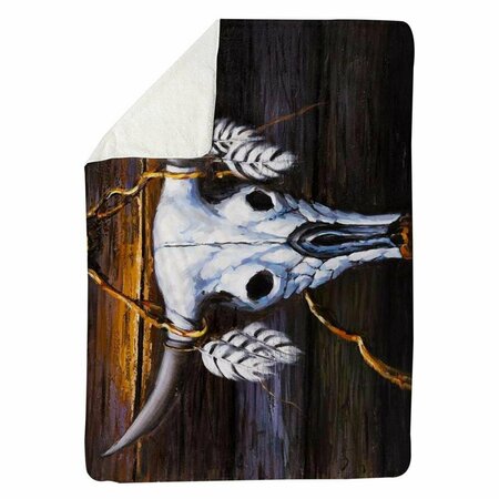 BEGIN HOME DECOR 60 x 80 in. Hanged Bull Skull-Sherpa Fleece Blanket 5545-6080-AN113